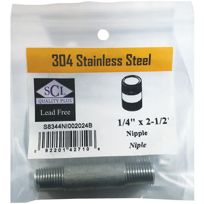 NIPPLE SS 1/4" X 2.5" (Pack of 1)