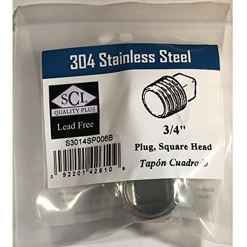 SQ HEAD PLUG 3/4" SS (Pack of 1)