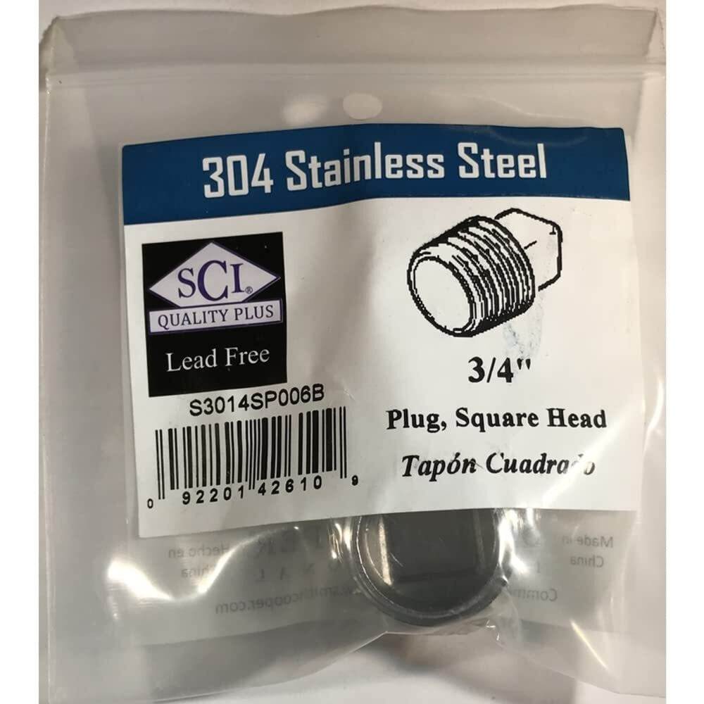 SQ HEAD PLUG 3/4" SS (Pack of 1)