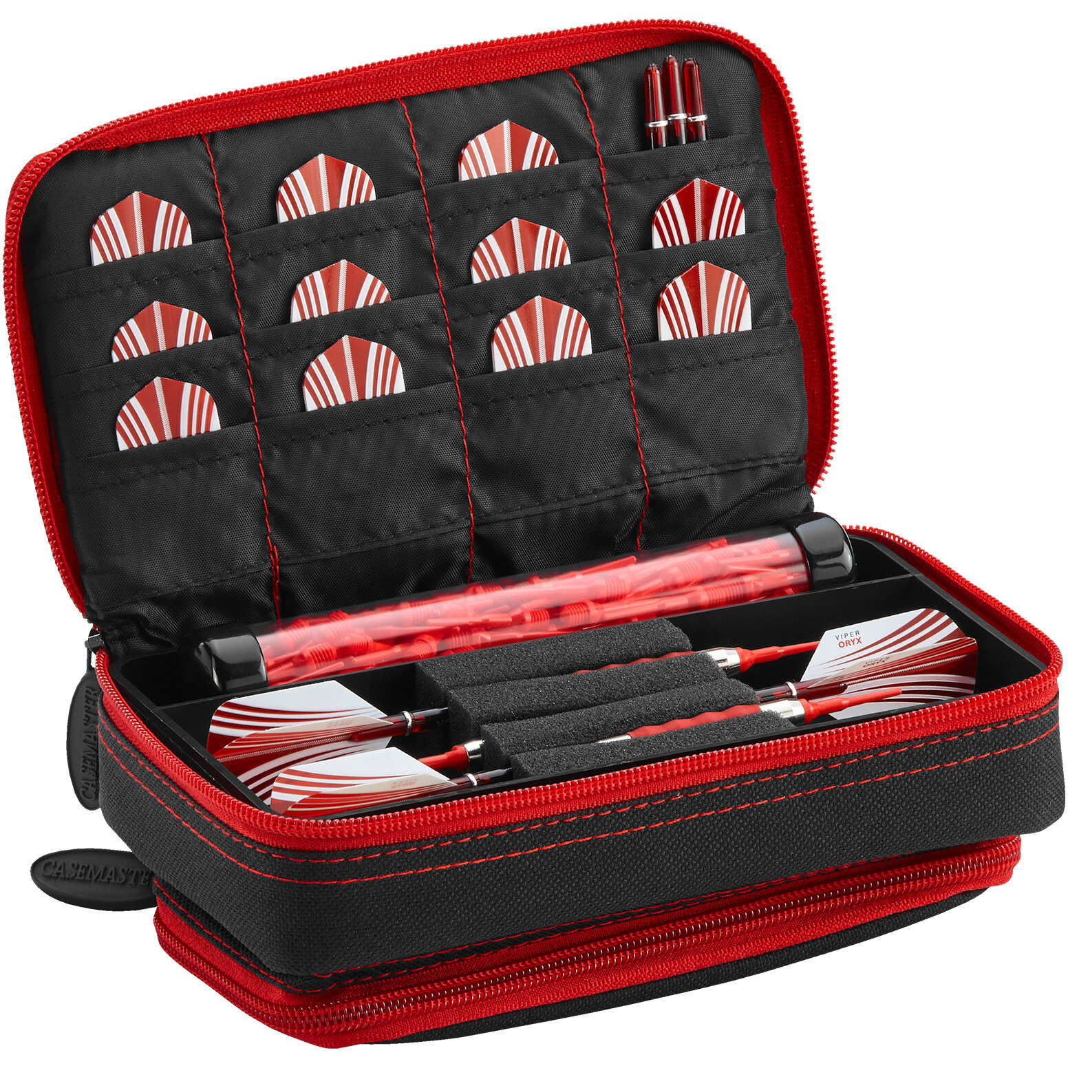 Casemaster Plazma Plus Dart Case Black with Ruby Zipper and Phone Pocket