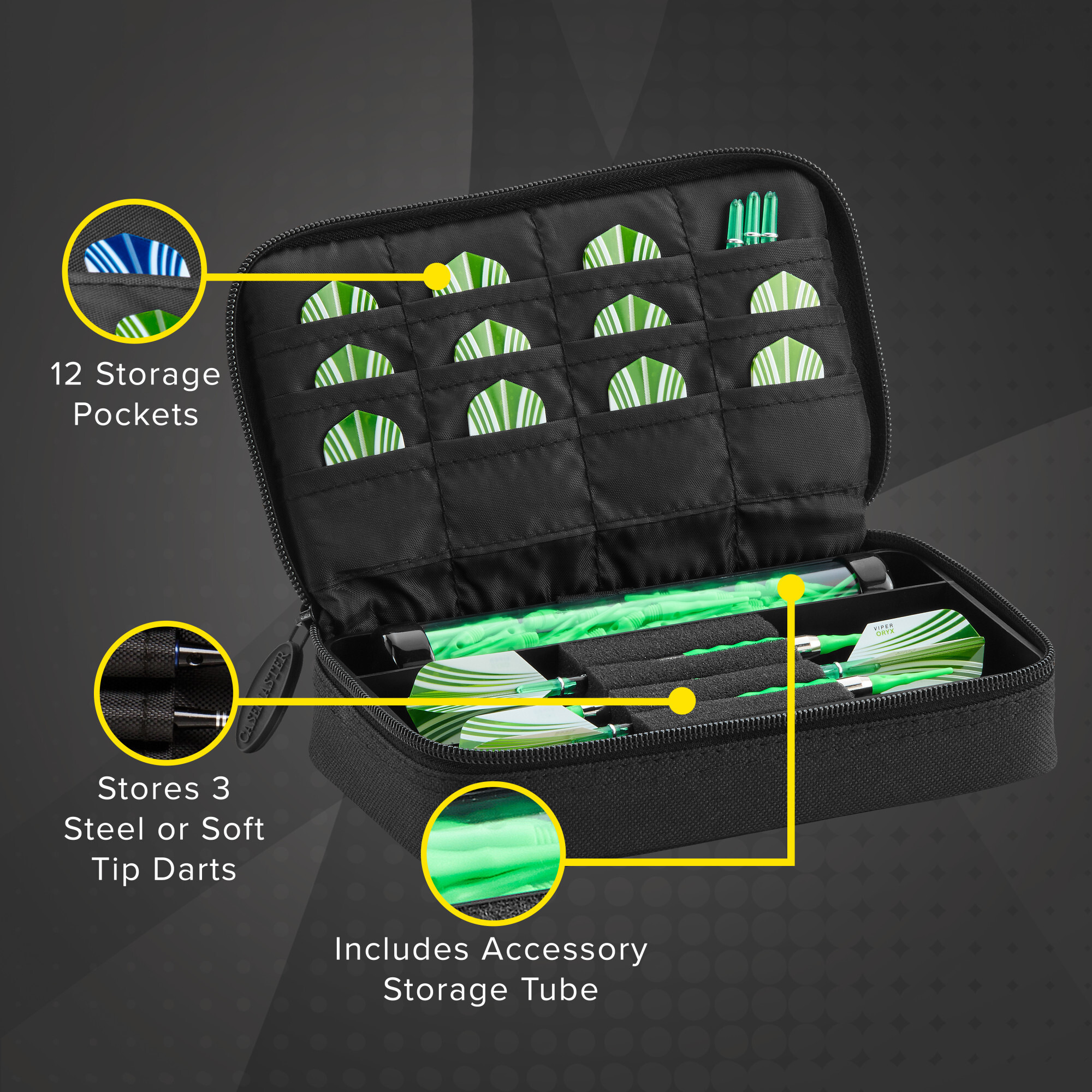 Casemaster Plazma Dart Case with Black Zipper
