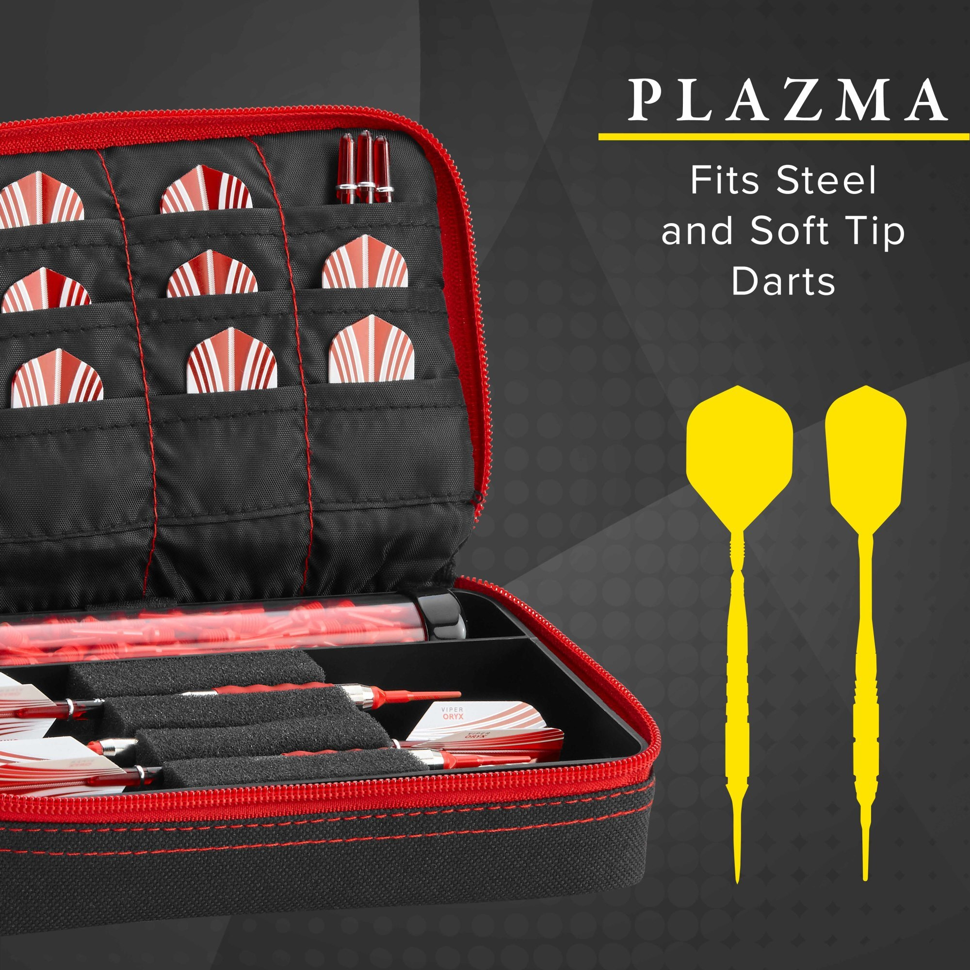 Casemaster Plazma Dart Case Black with Ruby Zipper