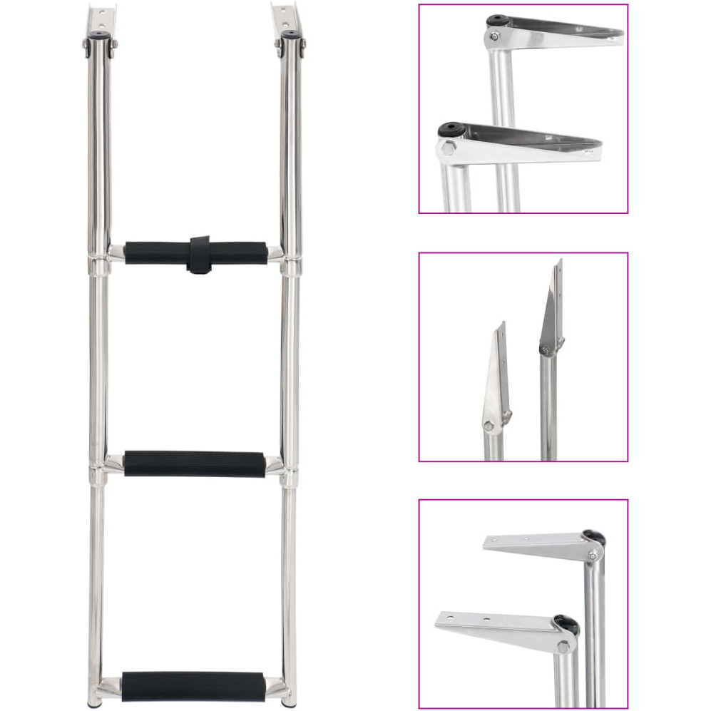 vidaXL Folding Boarding Ladder 3-step Stainless Steel