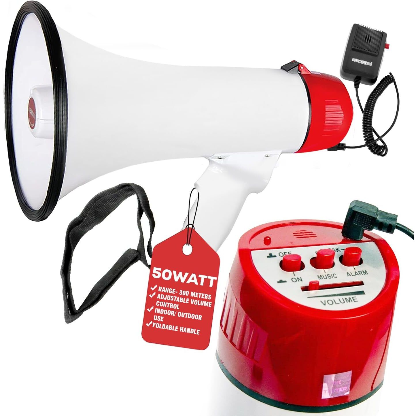 Megaphone Handheld Bullhorn Cheer Loudspeaker Bull Horn Speaker Megaphono Siren Sling Strap Portable 5Core 20RF(D0102HX61IX.)