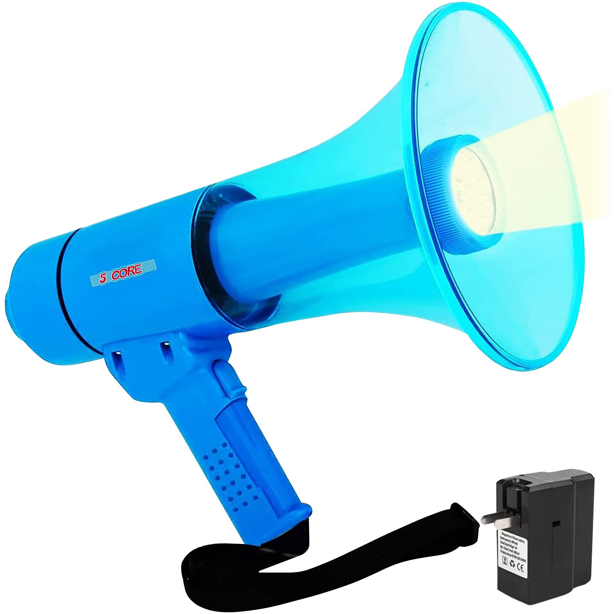 5 Core 40W Compact, Portable Waterproof Megaphone/ All Weather Bullhorn with Flashlight/ Reliable & Rechargeable PA Speaker, Adjustable Volume, Loud Alarm Siren/ for Indoor & Outdoor Use- HW 18 WP