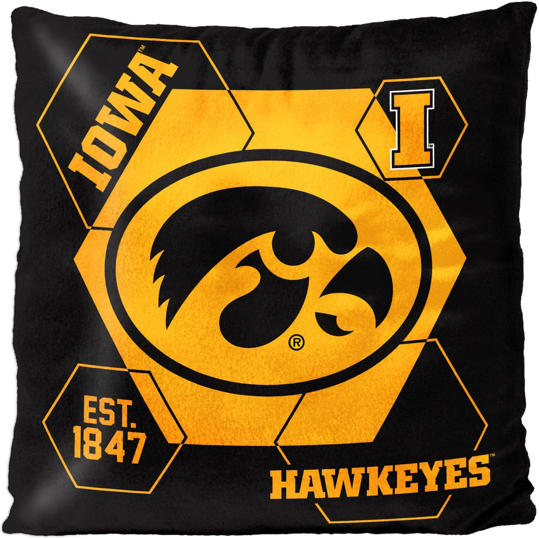 Iowa OFFICIAL NHL &quotConnector" Double Sided Velvet Pillow, 16" x 16"(D0102HARMTU.)