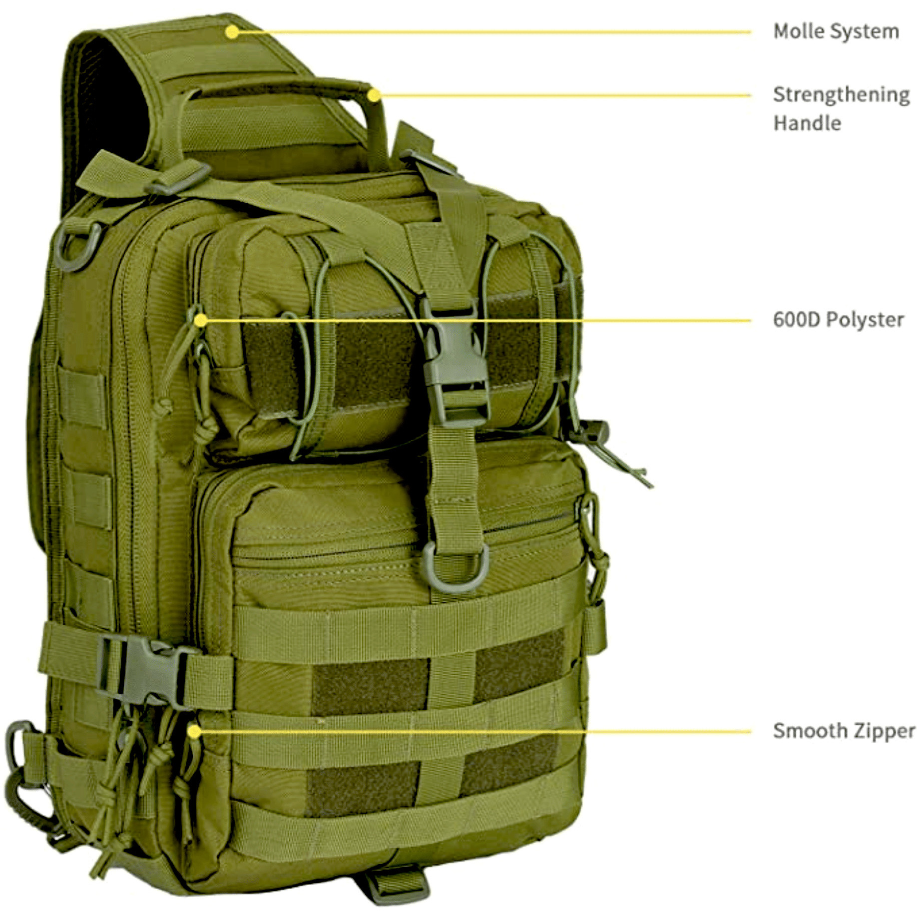 15L Unisex Medium Sling Shoulder Bag MOLLE Outdoor Daypack Backpack