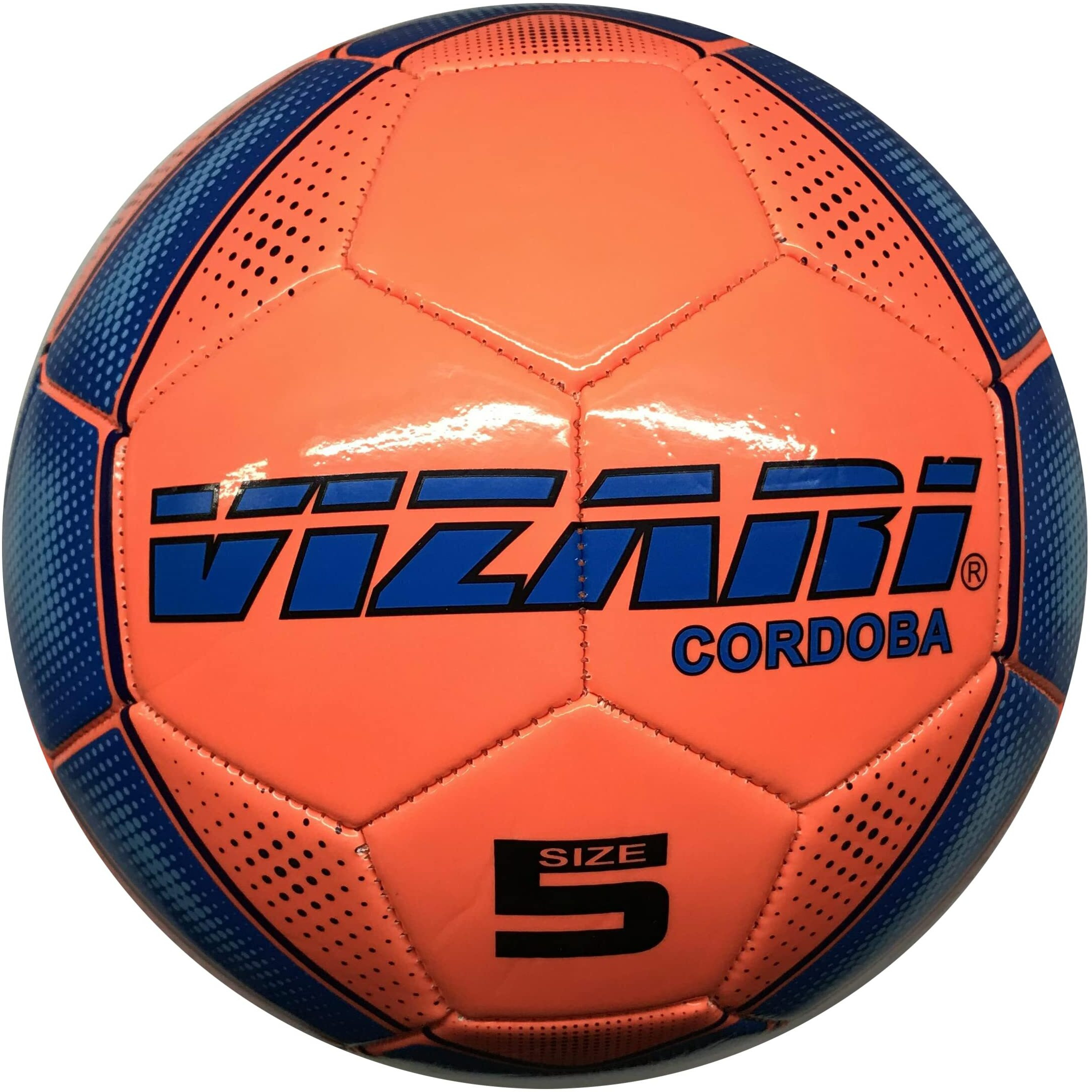 Vizari Sports Cordoba Soccer Ball - Unique Graphics - Footballs for Kids & Adults - Available in 5 Colours - Football - Orange - Size 4