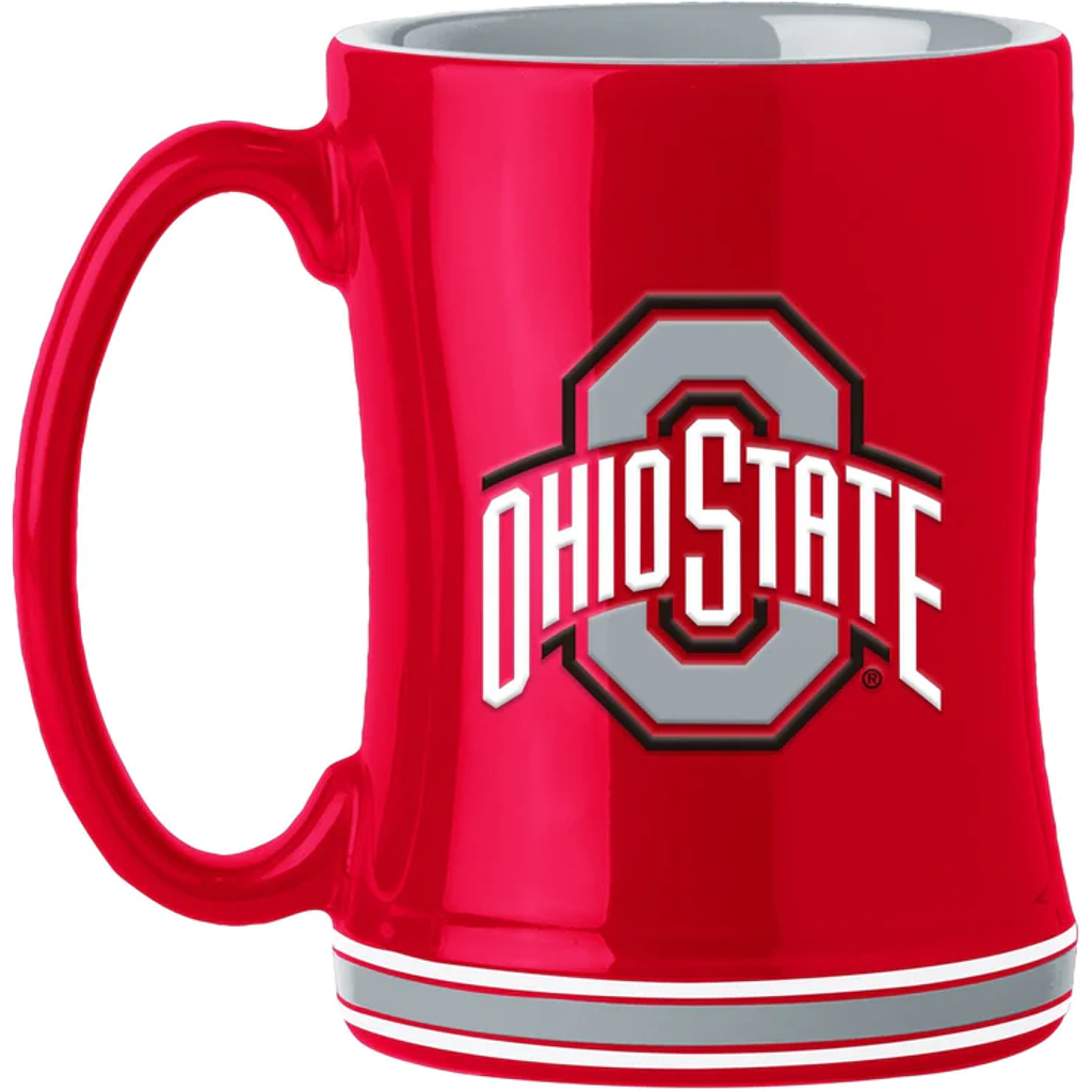 Ohio State Buckeyes Coffee Mug 14oz Sculpted Relief Team Color