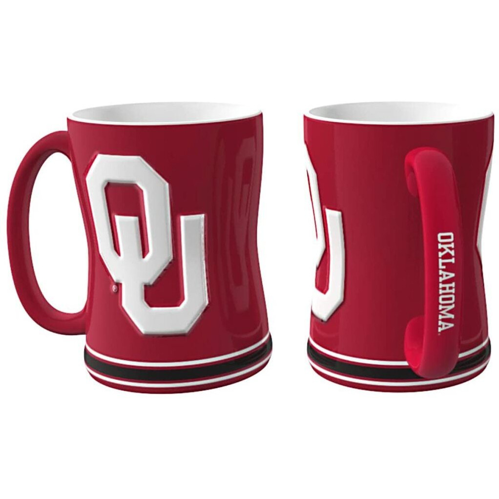 Oklahoma Sooners Coffee Mug 14oz Sculpted Relief Team Color