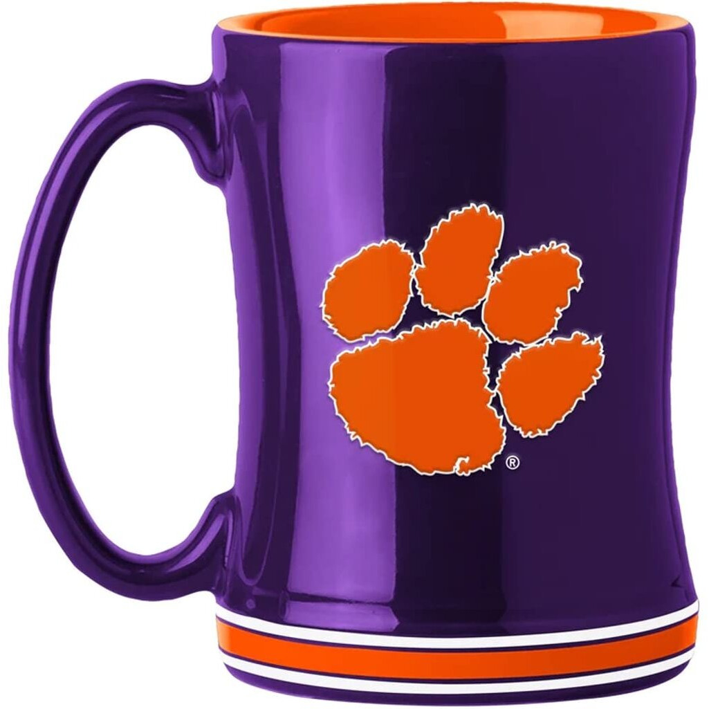 Clemson Tigers Coffee Mug 14oz Sculpted Relief Team Color