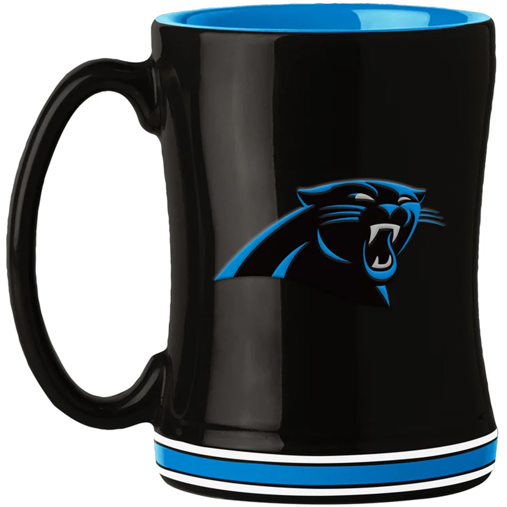 Carolina Panthers Coffee Mug 14oz Sculpted Relief Team Color