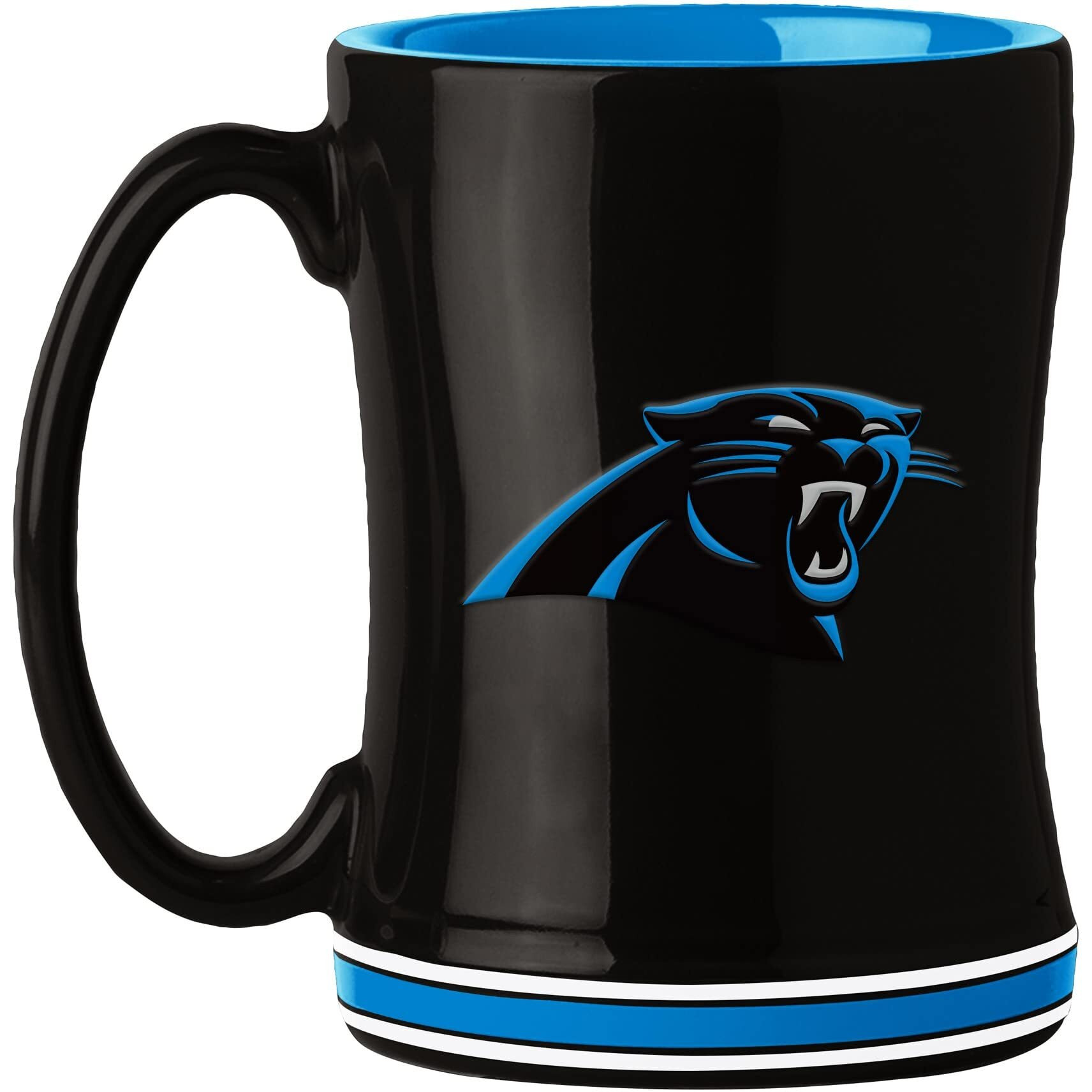 Carolina Panthers Coffee Mug 14oz Sculpted Relief Team Color