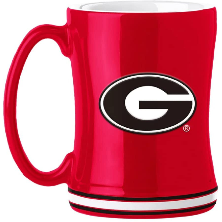 Georgia Bulldogs Coffee Mug 14oz Sculpted Relief Team Color