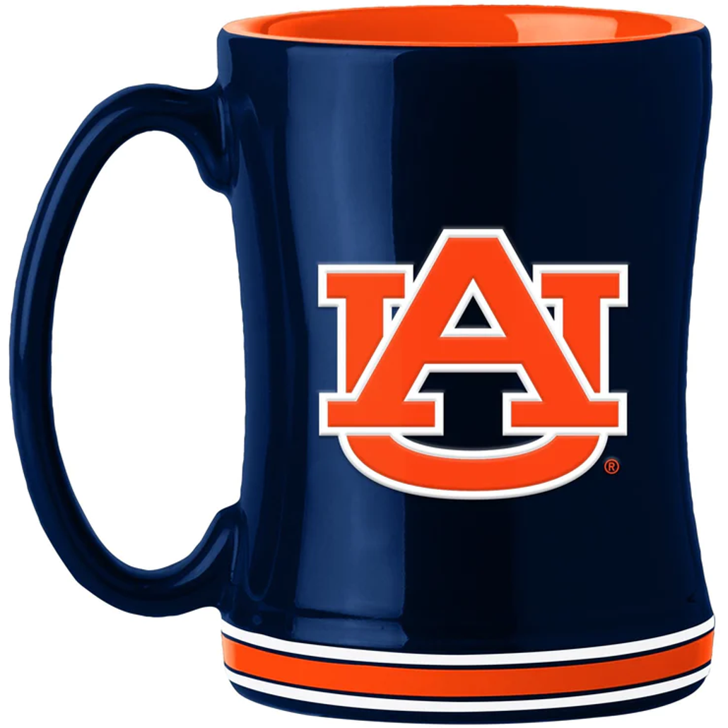 Auburn Tigers Coffee Mug 14oz Sculpted Relief Team Color