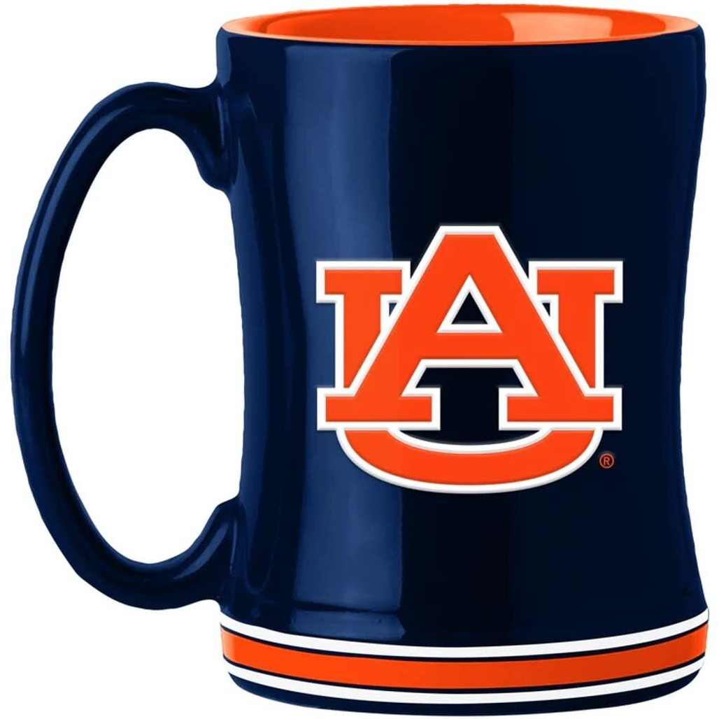 Auburn Tigers Coffee Mug 14oz Sculpted Relief Team Color