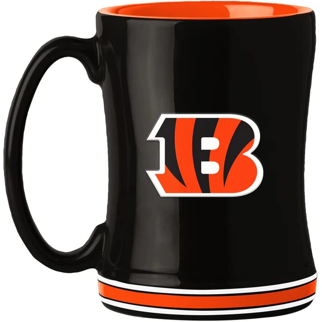 Cincinnati Bengals Coffee Mug 14oz Sculpted Relief Team Color