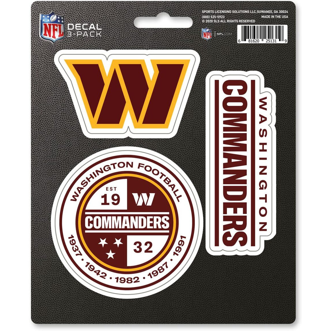 Washington Commanders Decal Die Cut Team 3 Pack