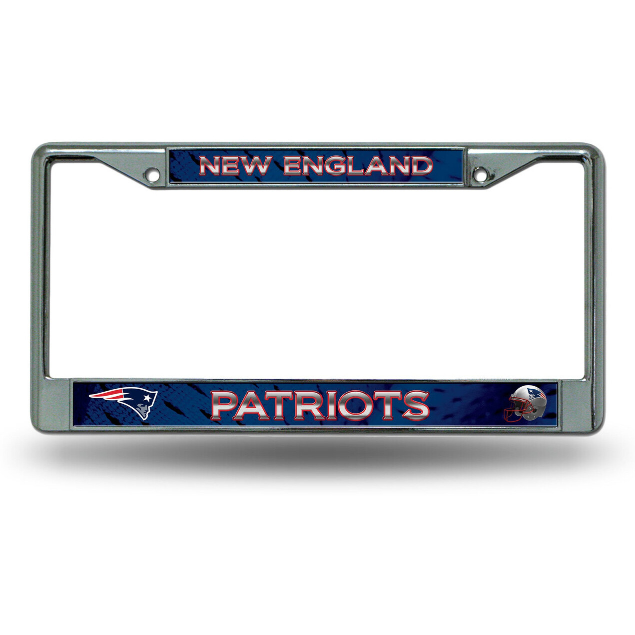New England Patriots License Plate Frame Chrome Printed Insert