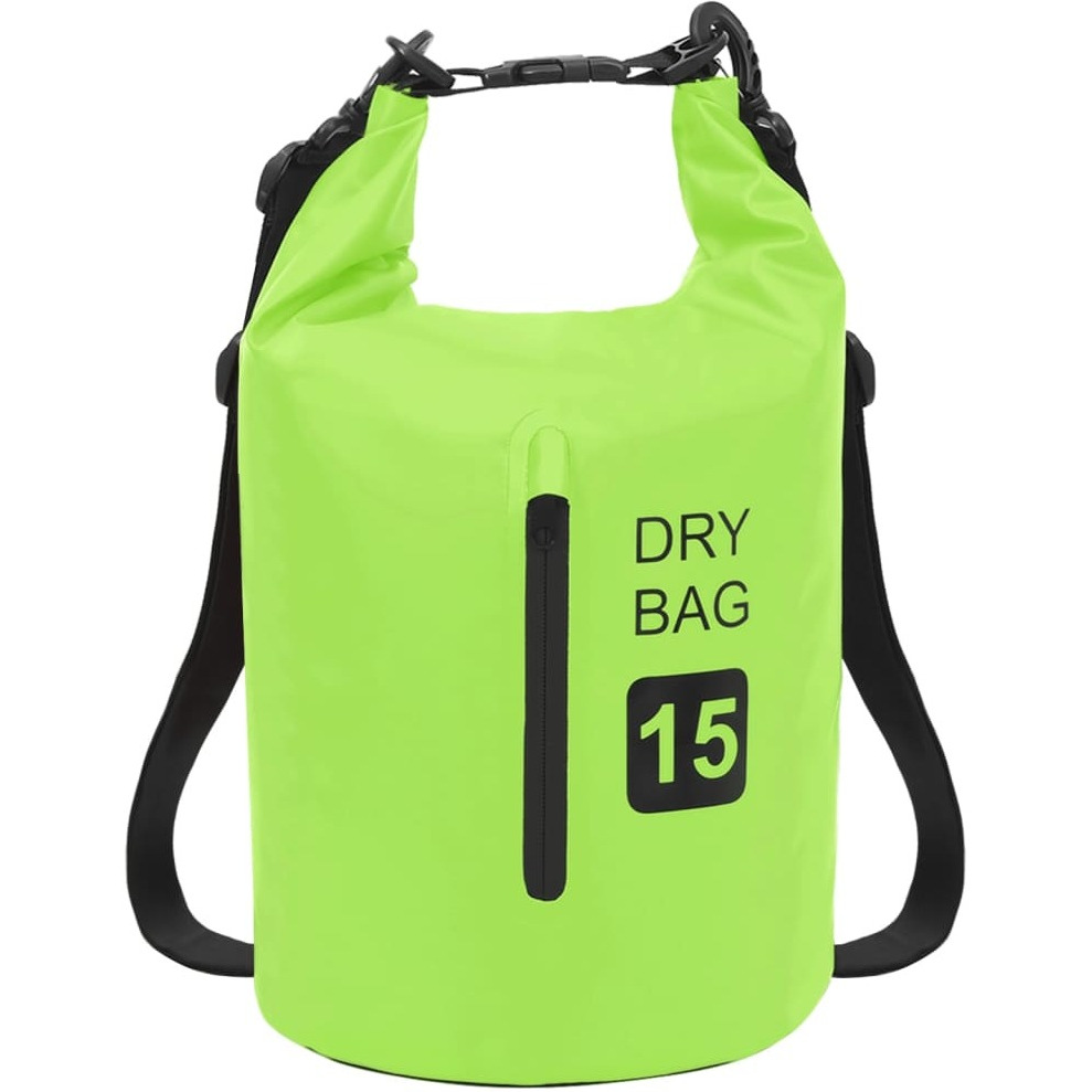 vidaXL Dry Bag with Zipper Green 4 gal PVC