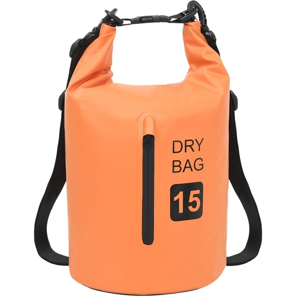 vidaXL Dry Bag with Zipper Orange 4 gal PVC