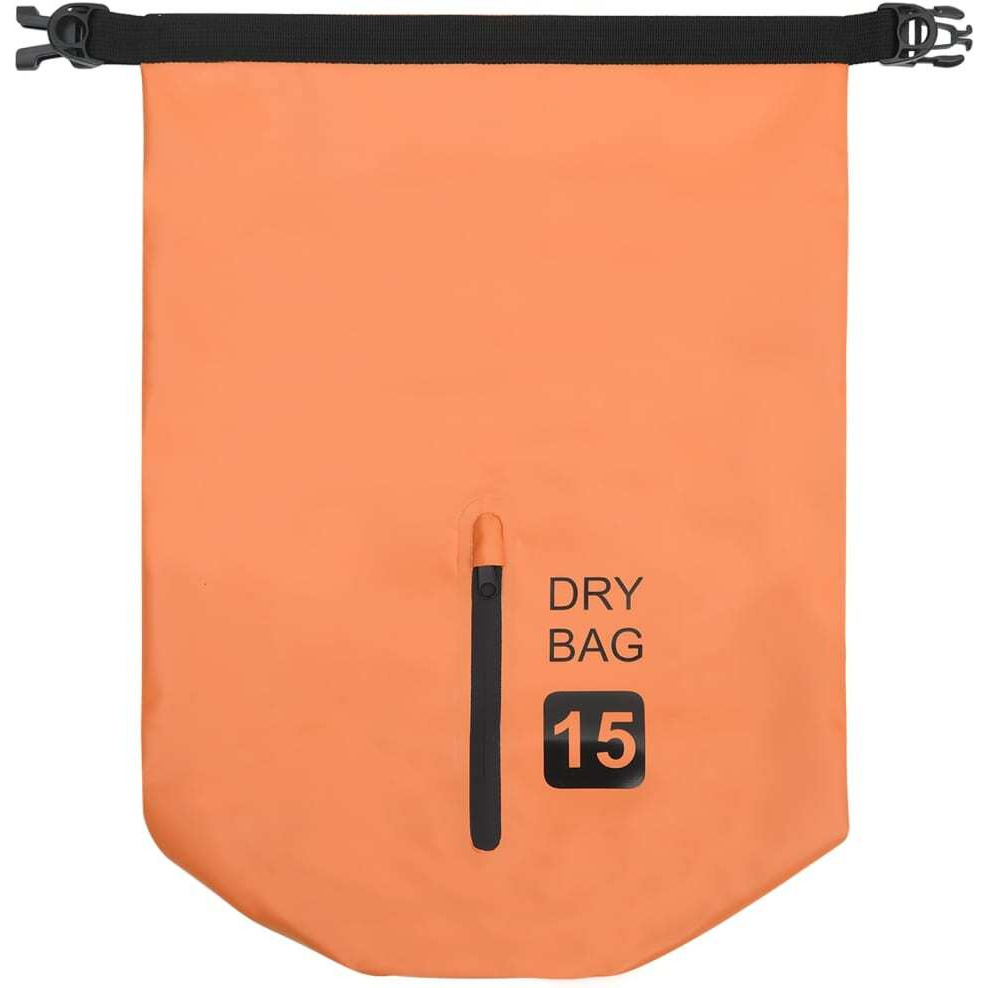 vidaXL Dry Bag with Zipper Orange 4 gal PVC