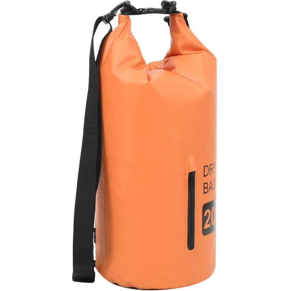 vidaXL Dry Bag with Zipper Orange 5.3 gal PVC