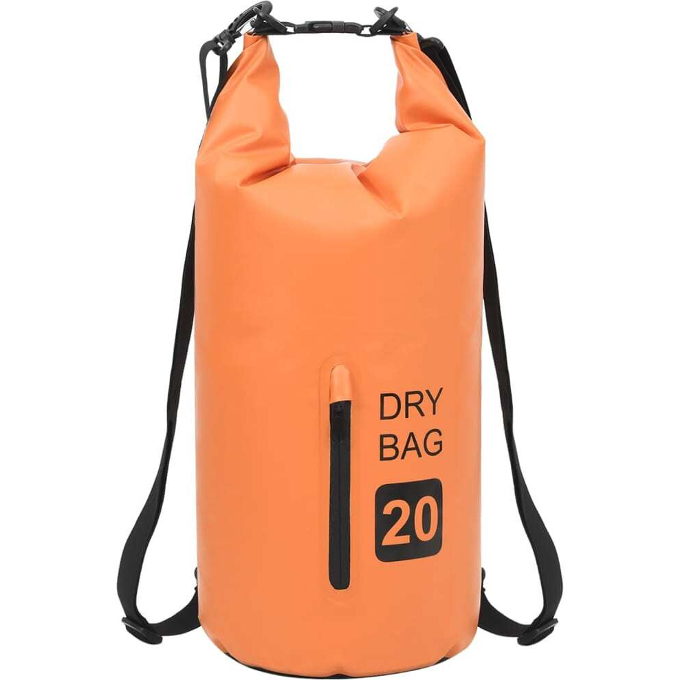 vidaXL Dry Bag with Zipper Orange 5.3 gal PVC
