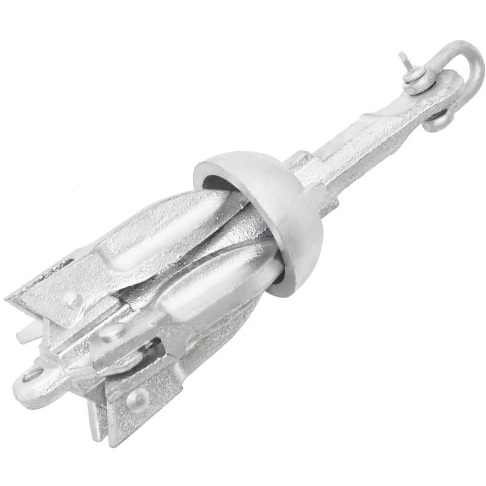 Folding Anchor Silver 1.5 lb Malleable Iron
