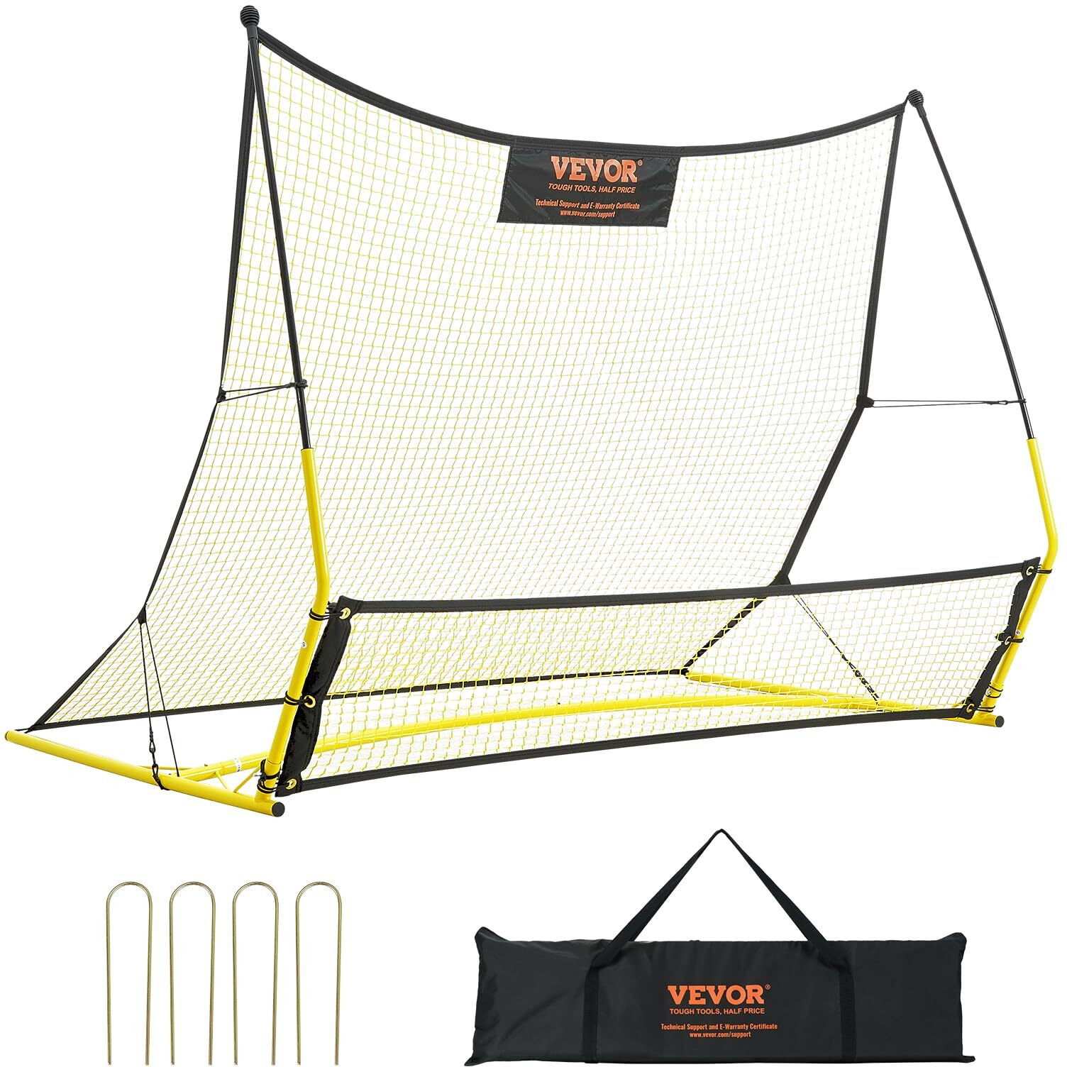 VEVOR Soccer Trainer, 2-IN-1 Portable Soccer Rebounder Net, 71&quotx40" Iron Soccer Practice Equipment, Sports Football Rebounder Wall with Portable Bag, Perfect for Team Solo Training, Passing, Volley