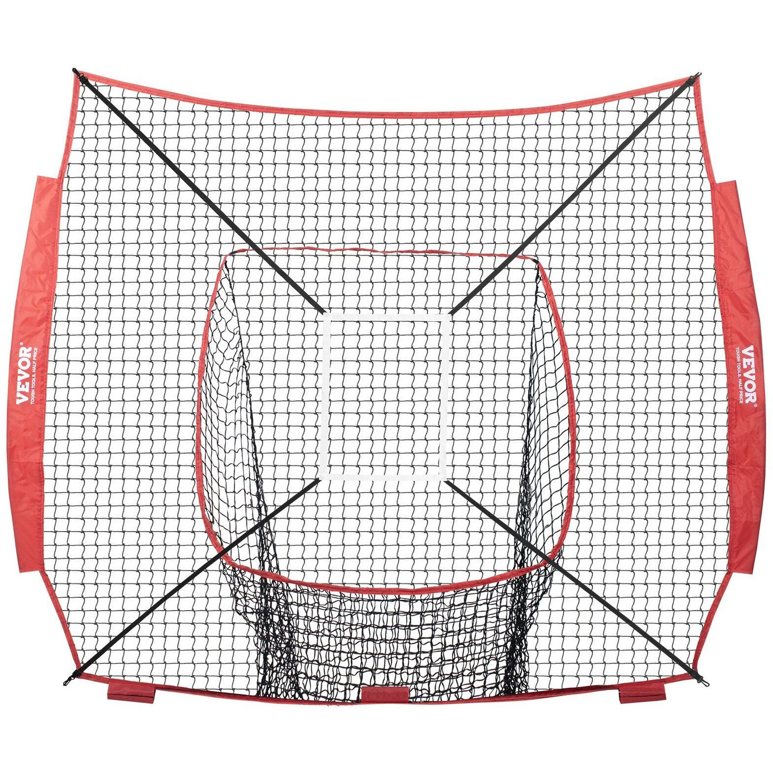VEVOR 7x7 ft Baseball Softball Practice Net, Portable Baseball Training Net for Hitting Batting Catching Pitching, Backstop Baseball Equipment Training Aids with Strike Zone