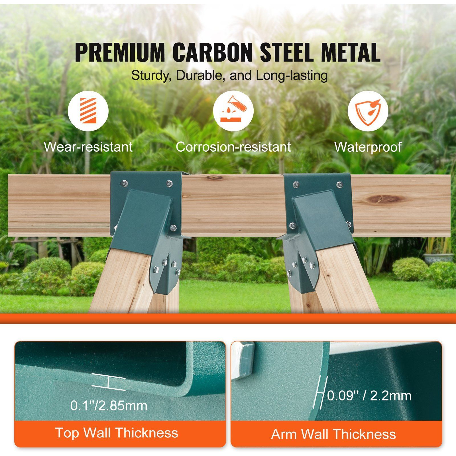 VEVOR A-Frame Middle Swing Set Brackets, Heavy Duty Carbon Steel Swing Set Hardware with Mounting Hardware, DIY Swing Set Bracket Swing Set Kit for 4x4 Legs & 4x6 Beam, Green (2 Pcs)