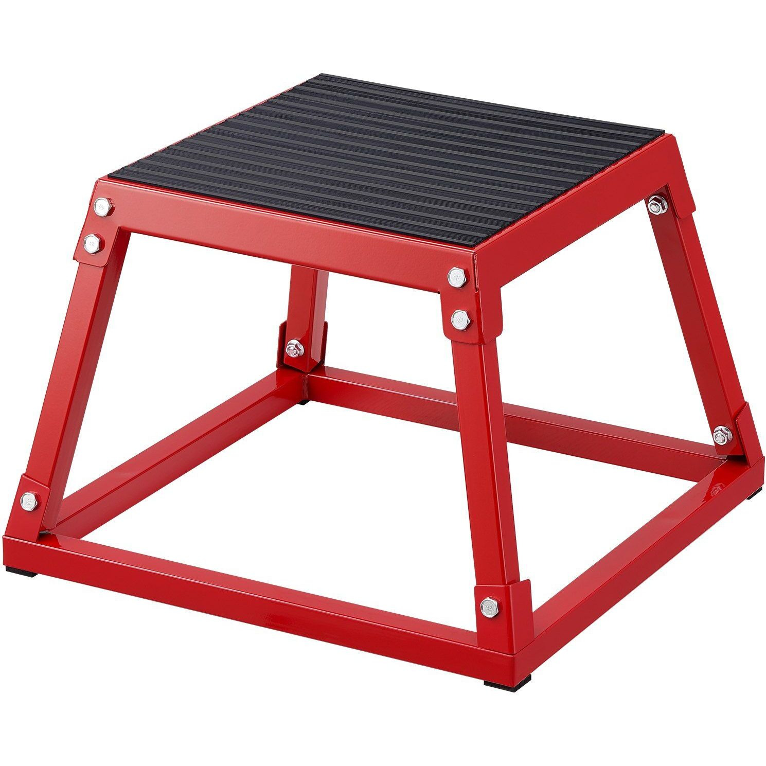 VEVOR Plyometric Jump Box, 12 Inch Plyo Box, Steel Plyometric Platform and Jumping Agility Box, Anti-Slip Fitness Exercise Step Up Box for Home Gym Training, Conditioning Strength Training, Red