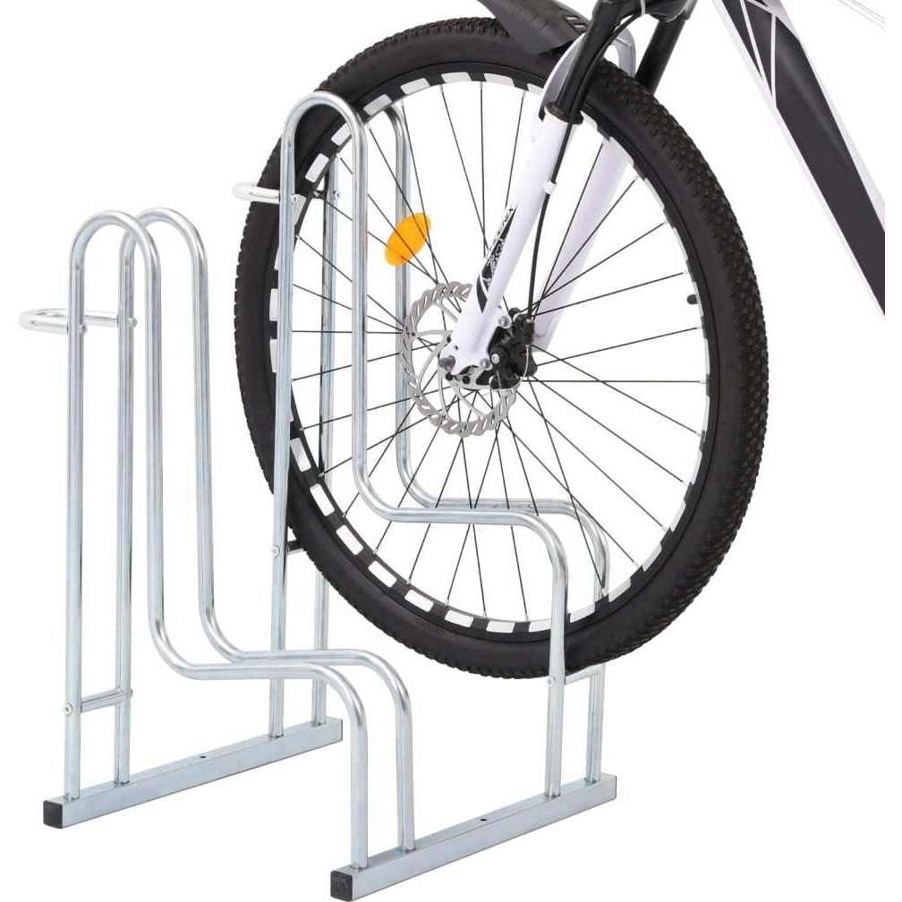 vidaXL Bicycle Stand for 2 Bikes Floor Freestanding Galvanized Steel