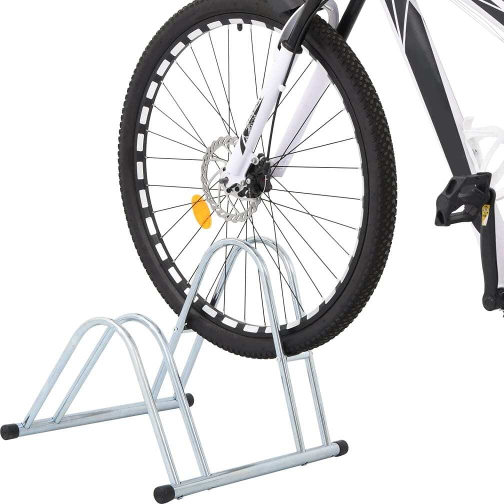 vidaXL Bicycle Stand for 2 Bikes Floor Freestanding Galvanized Steel
