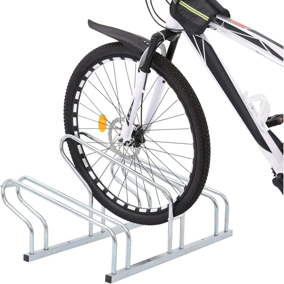vidaXL Bicycle Stand for 3 Bikes Floor Freestanding Galvanized Steel