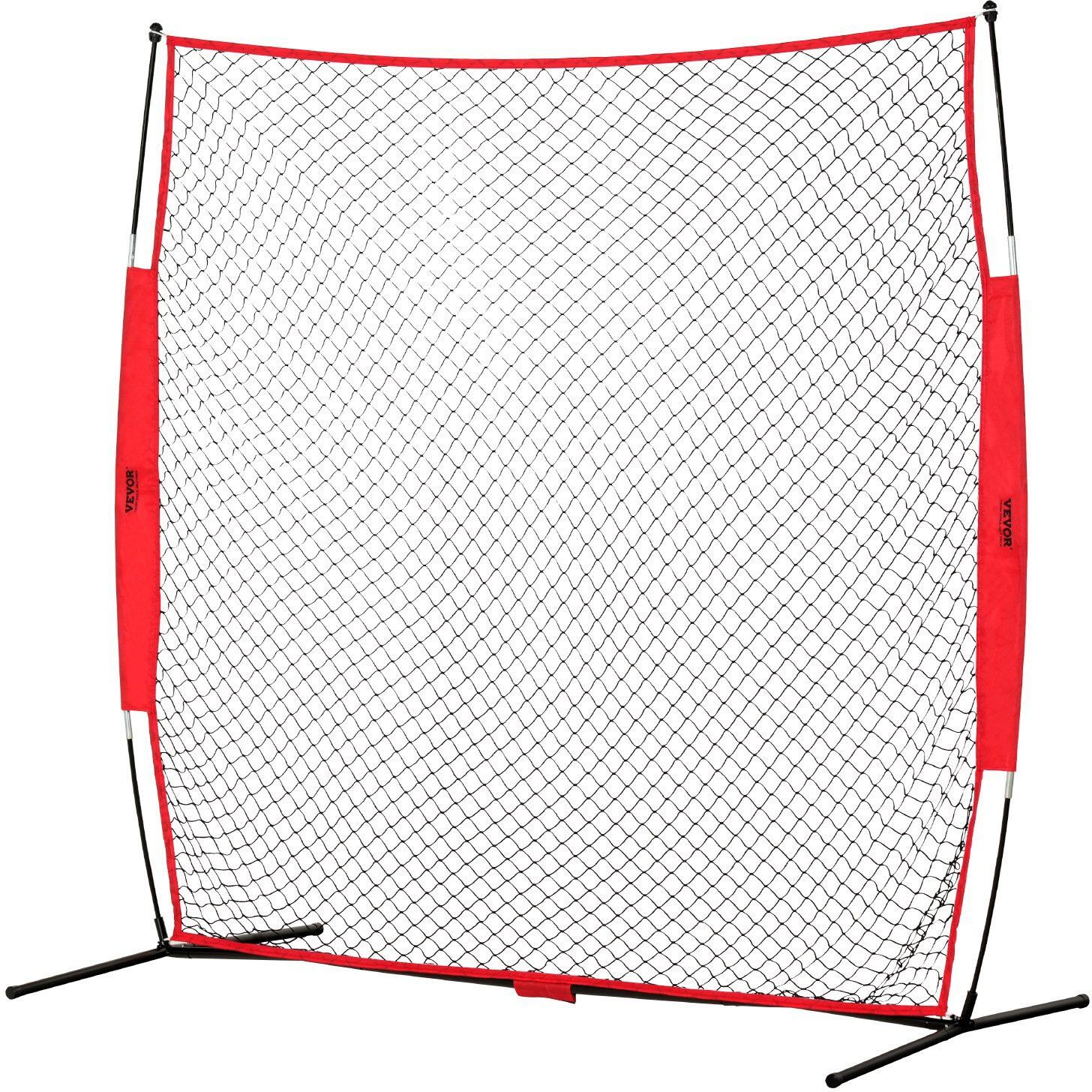 VEVOR Barricade Backstop Net, 7x7 ft Ball Sports Barrier Netting, Portable Practice Equipment with Carry Bag, Protection Screen for Baseball Softball Lacrosse Soccer Hockey Training, for Backyard
