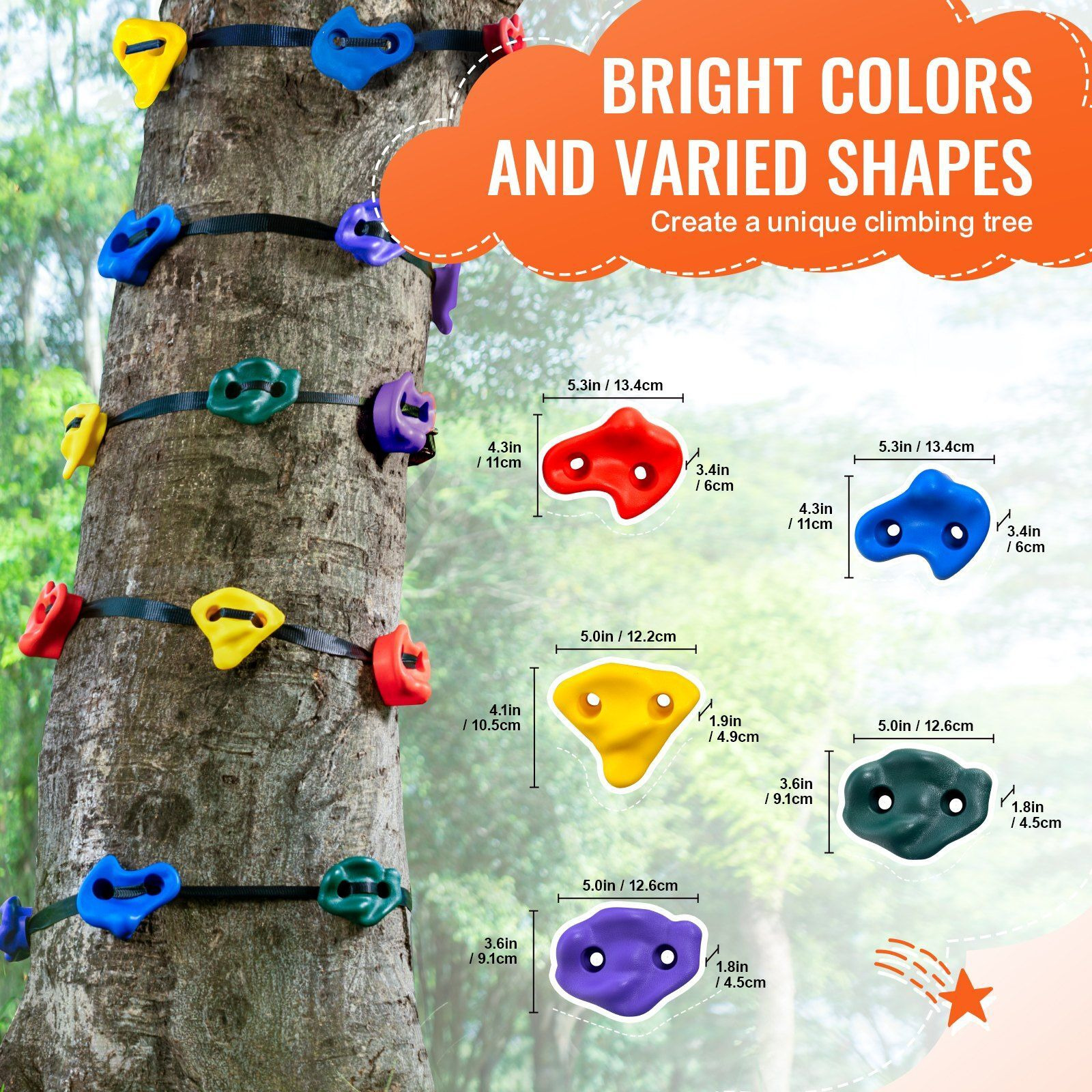 VEVOR Ninja Tree Climbing Kit 20 Tree Climbing Holds 6 Ratchet Straps Outdoor