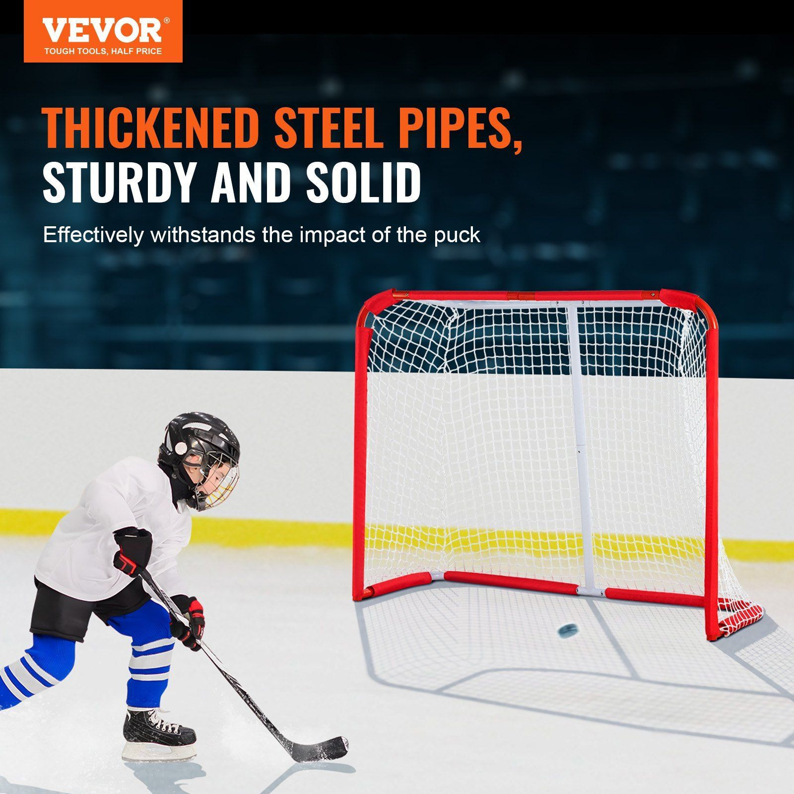 VEVOR Youth Street Hockey Net Indoor Outdoor Steel Hockey Goal for Kids 54&quotx44"