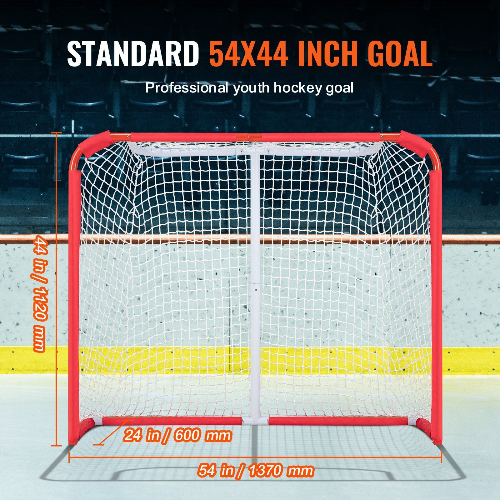VEVOR Youth Street Hockey Net Indoor Outdoor Steel Hockey Goal for Kids 54&quotx44"