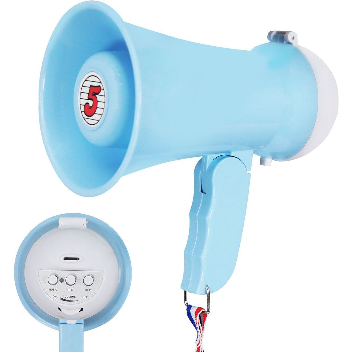 5 Core Megaphone Bullhorn Speaker 15W Mini Battery Power Bull horn w Siren 400 Yard Range - HW 1