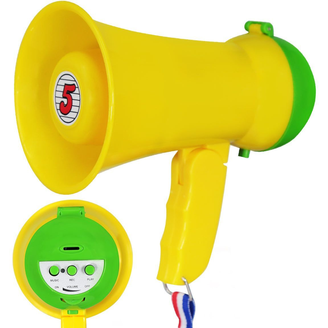 5 Core Megaphone Bullhorn Speaker 15W Mini Battery Power Bull horn w Siren 400 Yard Range - HW 1