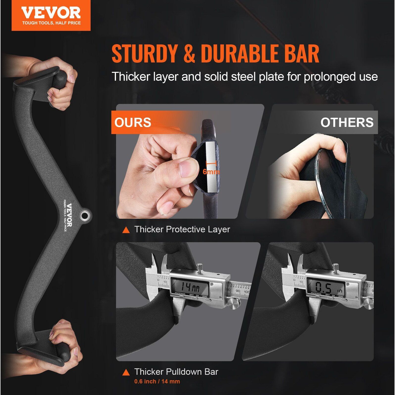VEVOR LAT Pulldown Bar Tricep Handle Attachment V-bar Cable Machine for Home Gym