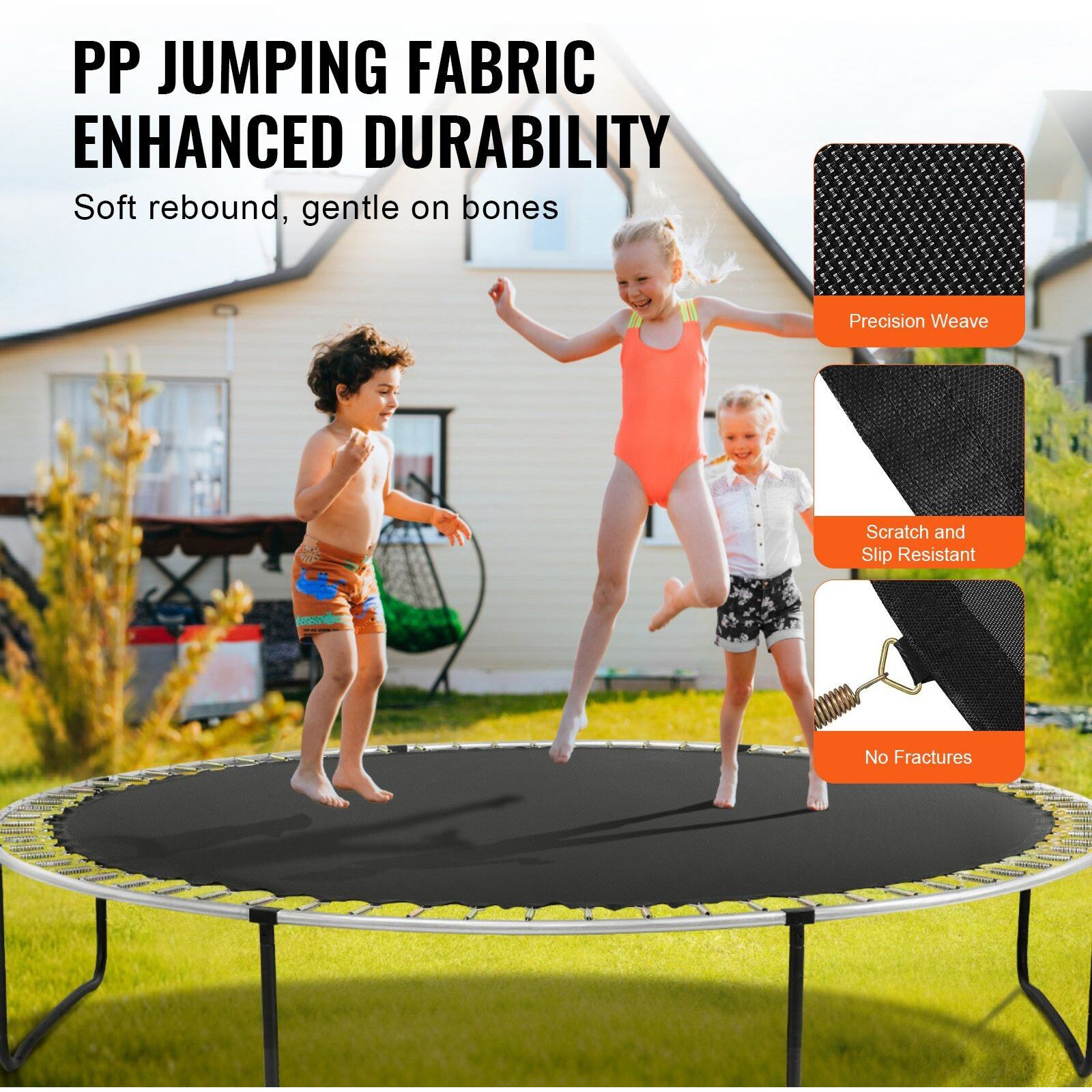 VEVOR Replacement Trampoline Mat Fits 12ft Frame 72 V-Rings 5.5" Spring Length