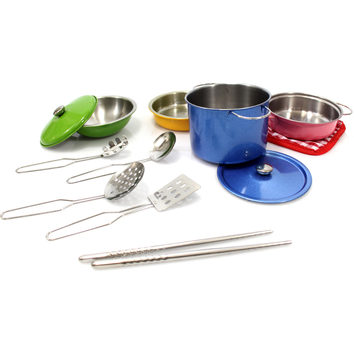 Metal Pots And Pans Kitchen Cookware Playset