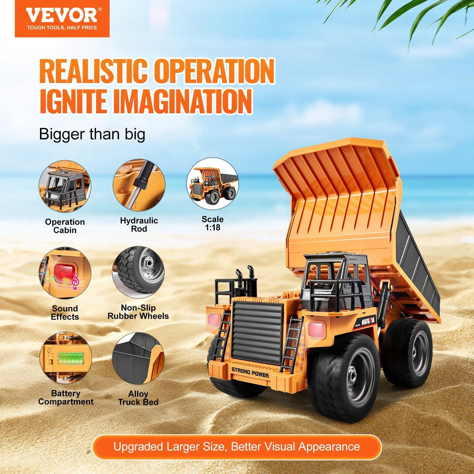 Christmas Gift VEVOR RC Remote Control Dump Truck Toy Construction Vehicle Toy 9CH 118 Scale