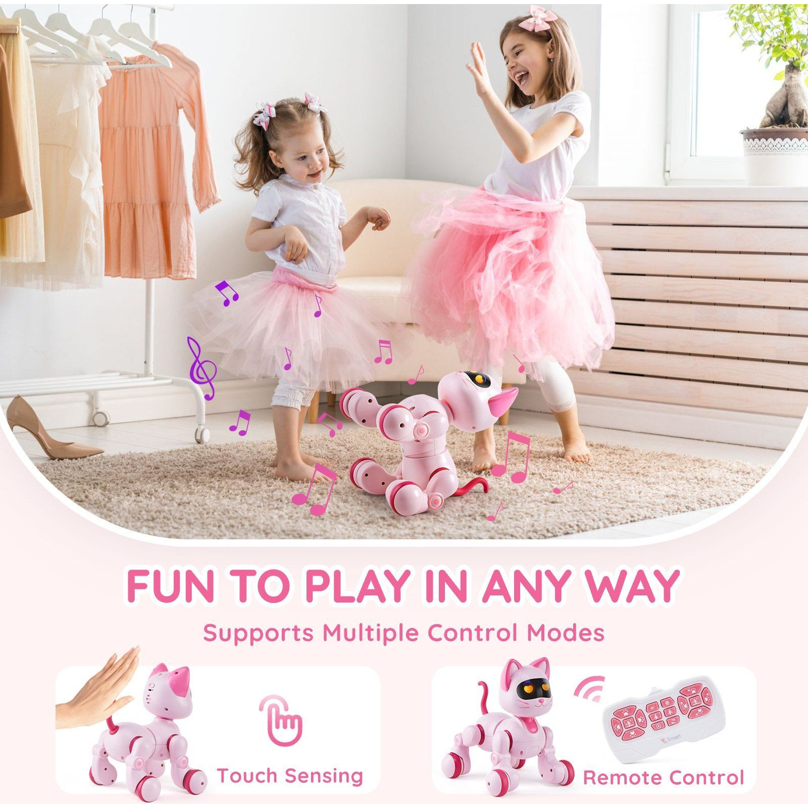 VEVOR RC Robot Cat Toy for Kid Talking Dancing Touch Remote Control Programmable