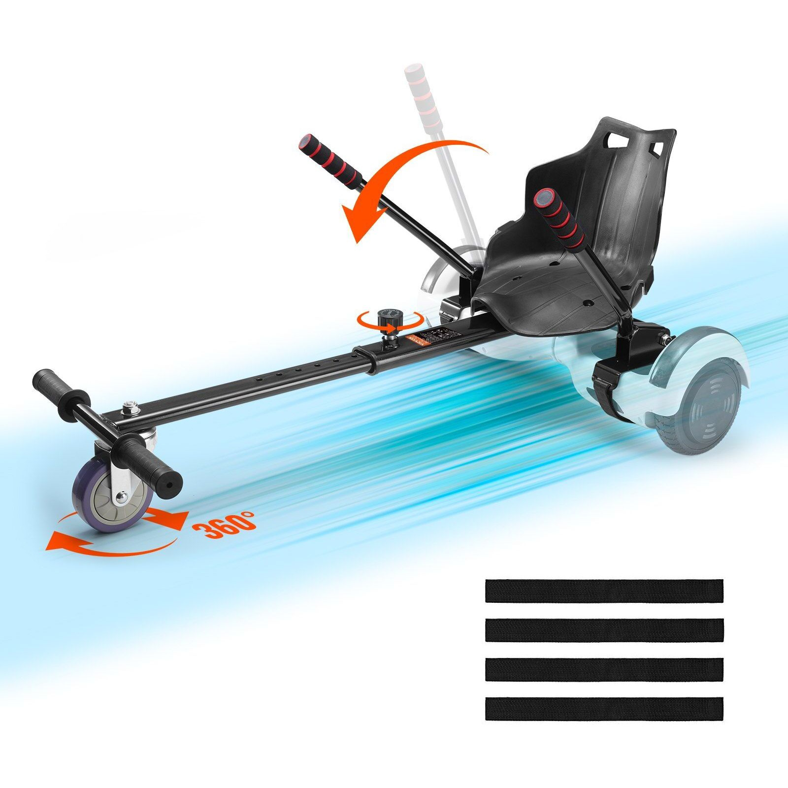 VEVOR Hoverboard Seat Attachment, Compatible with All 6.5" 8" 8.5" 10" Hoverboards, Grips Control, Adjustable Frame Length and 220 LBS Load Capacity, Hover Board Go Karts Accessory, for Kids Adults