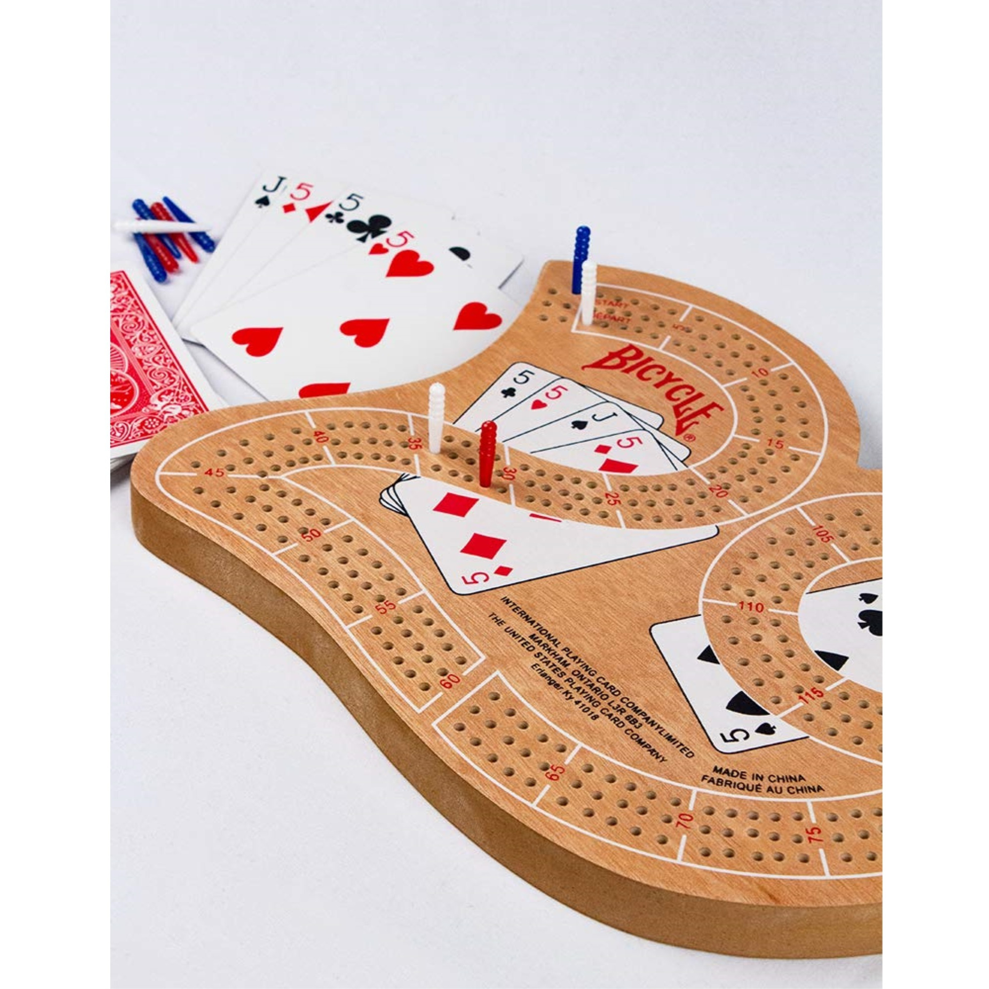 Bicycle Large 29 Wood Cribbage Board , Brown