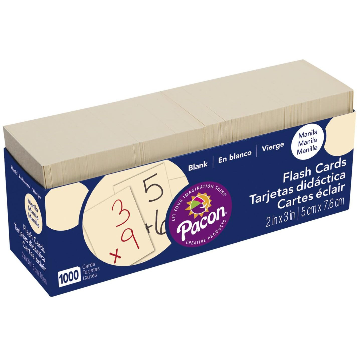 Pacon Blank Flash Cards, Manila, 2 x 3 Inches, Pack of 1000